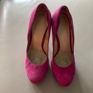 Joan & David hot pink platform pumps.